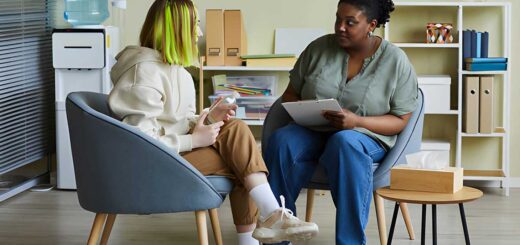 college student with career counselor