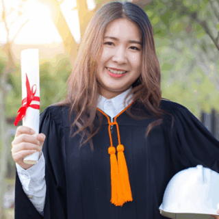 BSH Feature image student holding degree and construction hat